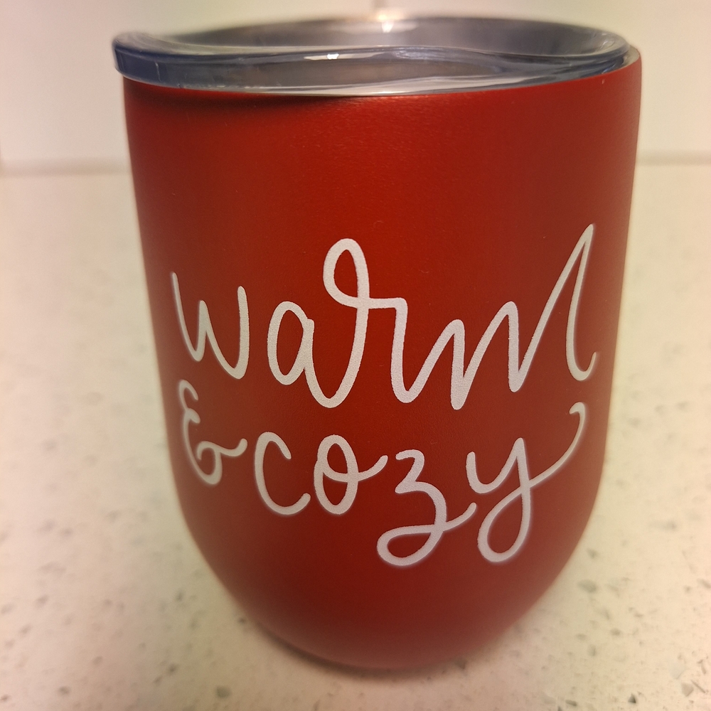 NWT Red Insulated Tumbler with Warm & Cozy Design.